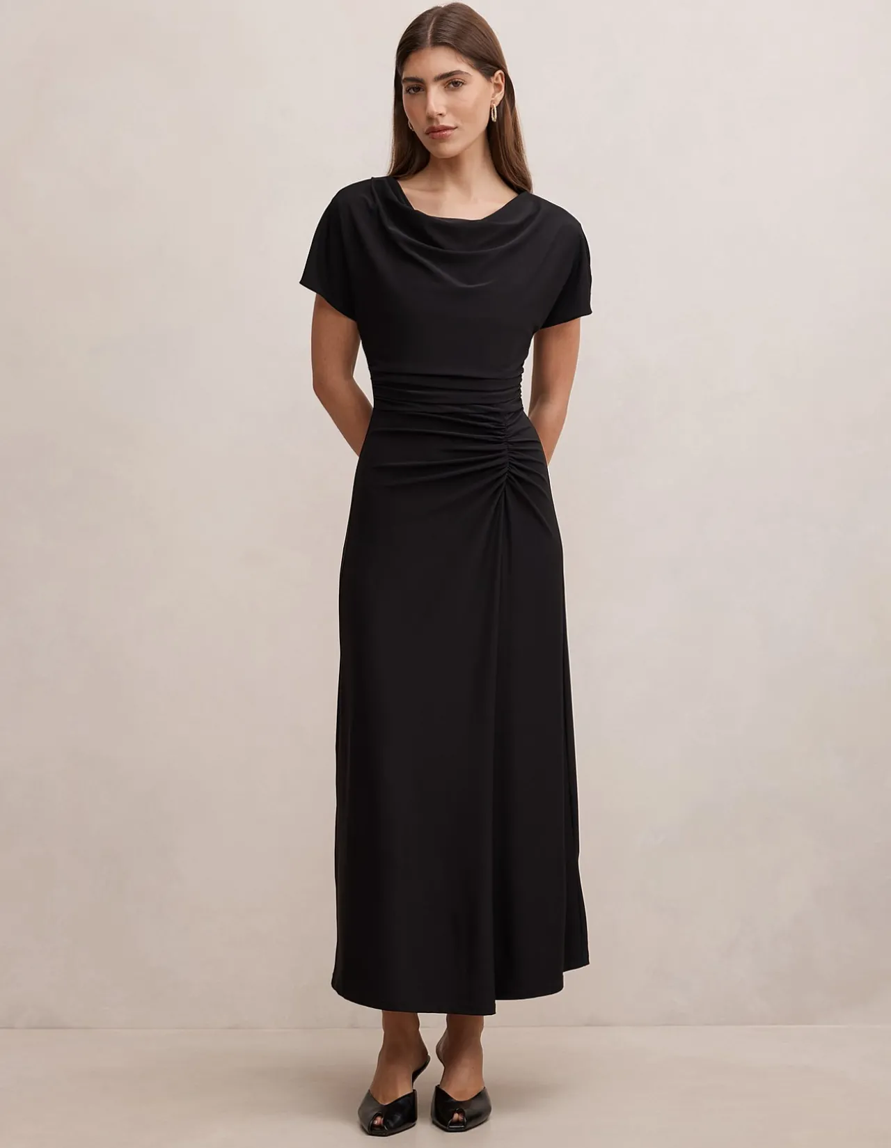 TAHNEE RUCHED WAIST MIDI DRESS