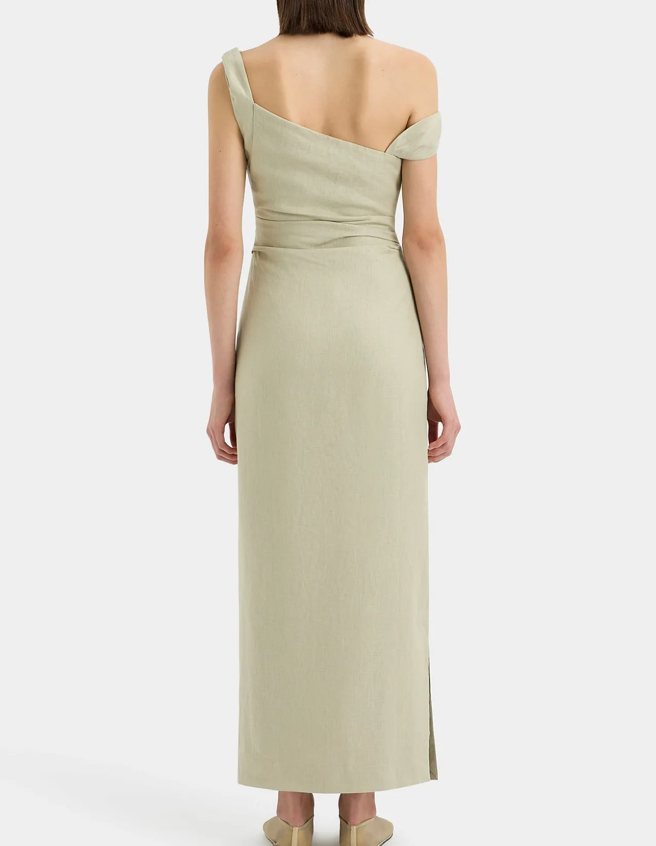 Tamara Twist Midi Dress with Off-Shoulder Design