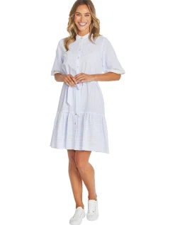 Tamara Stripe Linen Blend Shirt Dress