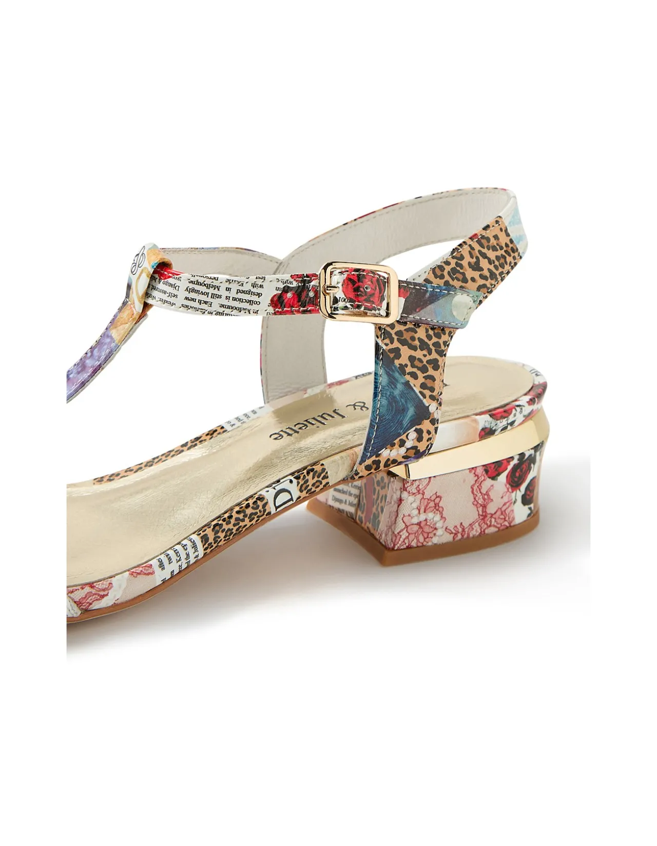 TANER Collage Print Patent Leather Sandals