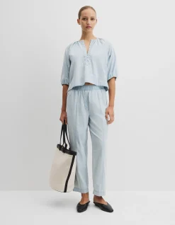 Tapered Chambray Pintuck Pant