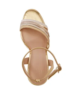 Tate Gold Metallic Leather Strappy Heel