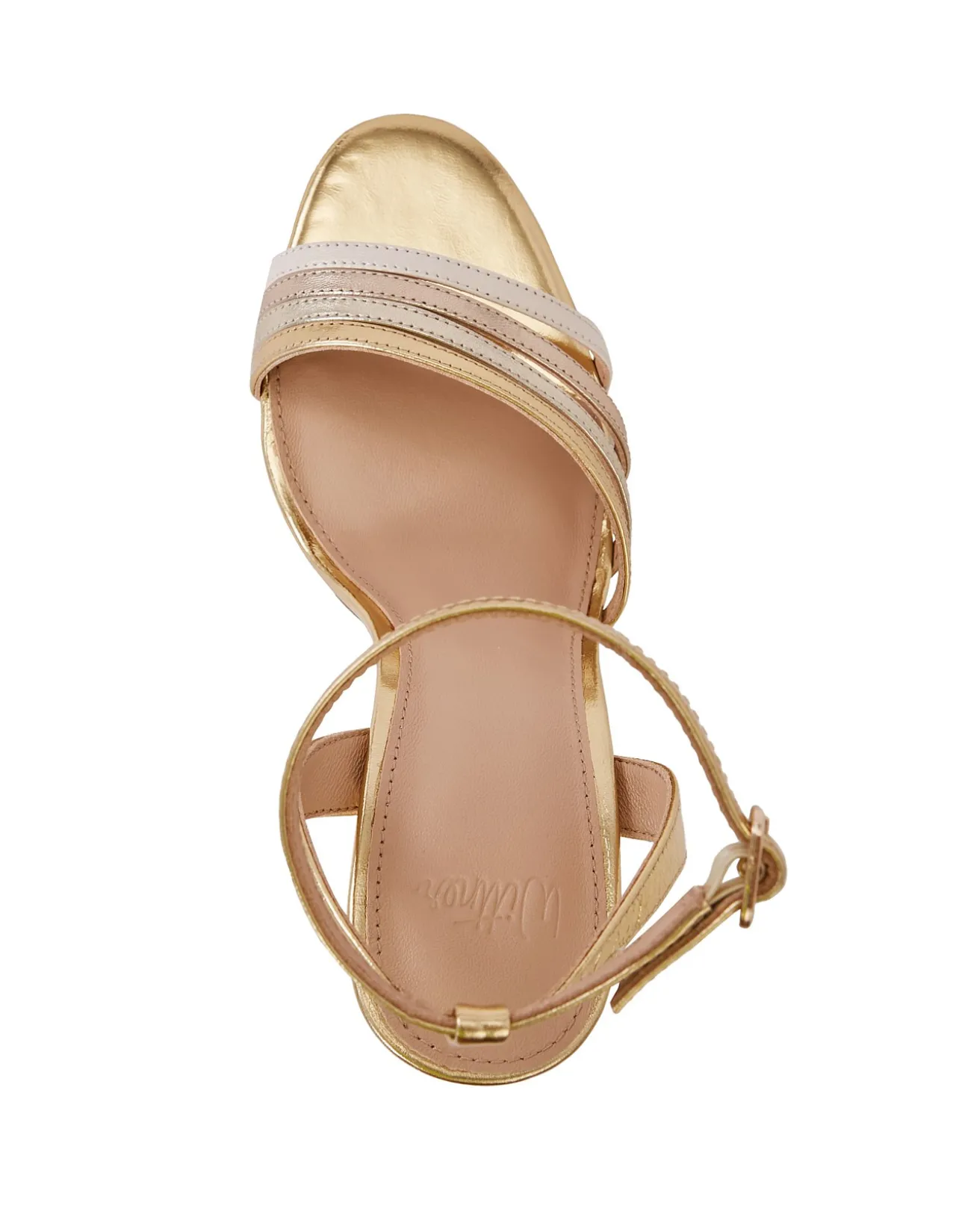 Tate Gold Metallic Leather Strappy Heel