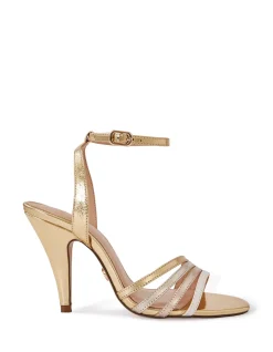 Tate Gold Metallic Leather Strappy Heel