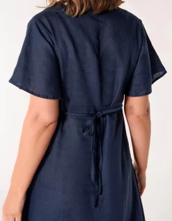Tatum Linen Flutter Sleeve Dress