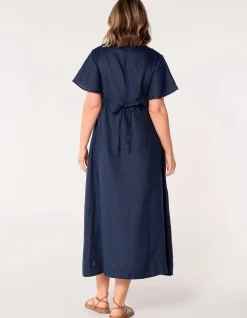 Tatum Linen Flutter Sleeve Dress