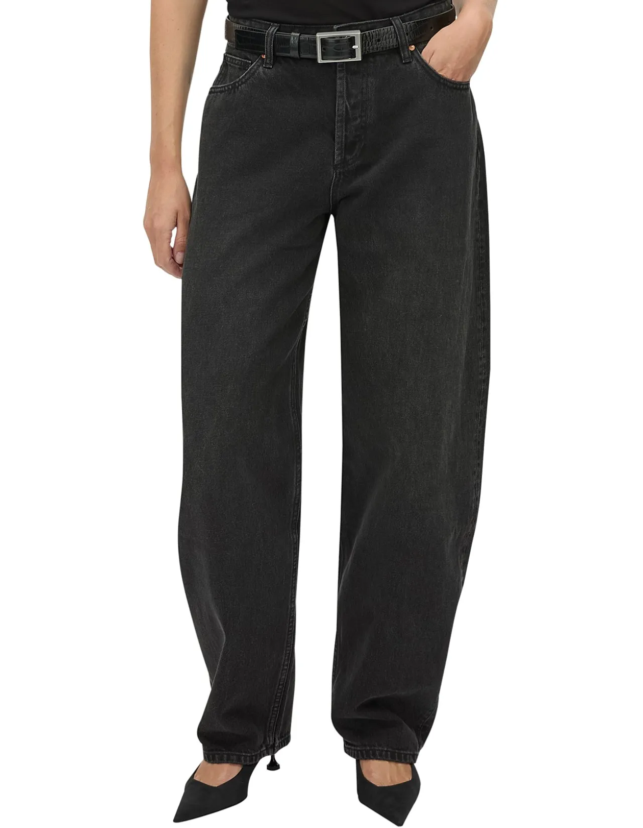 Tatum Vintage Black Barrel Leg Denim Jean
