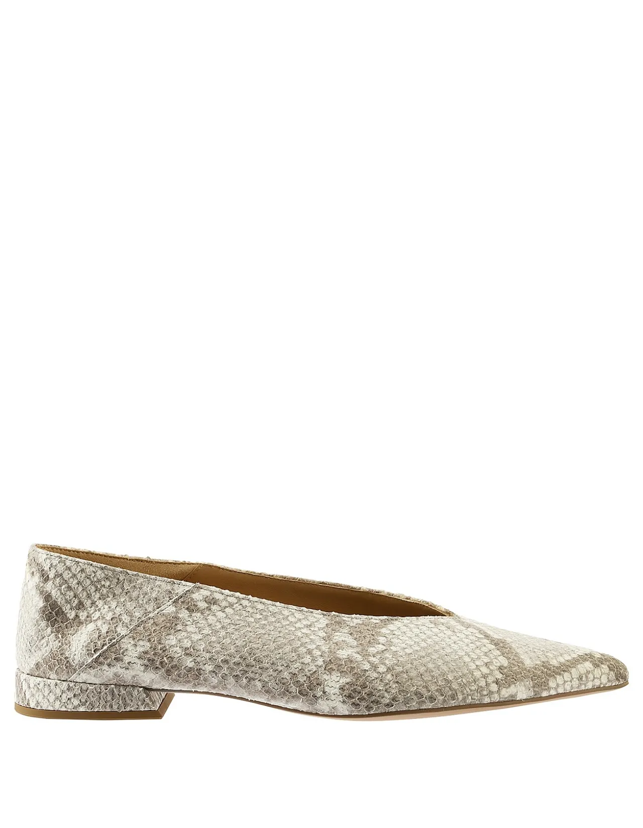 Tea Pointed Toe Snakeskin Ballerina Flat