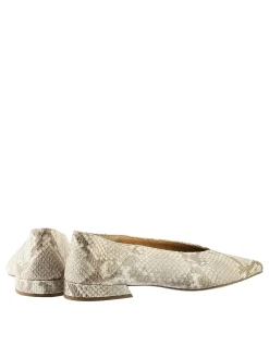 Tea Pointed Toe Snakeskin Ballerina Flat