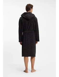 TERRY MONOGRAM PATTERN COTTON BLEND DRESSING GOWN