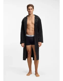 TERRY MONOGRAM PATTERN COTTON BLEND DRESSING GOWN