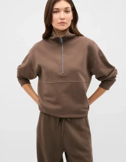 TERRY ZIP NECK SWEAT