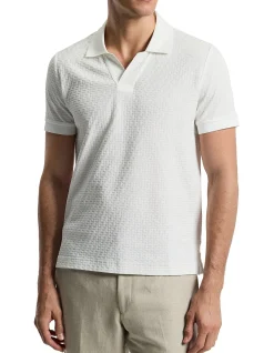 TEXTURED OPEN NECK POLO