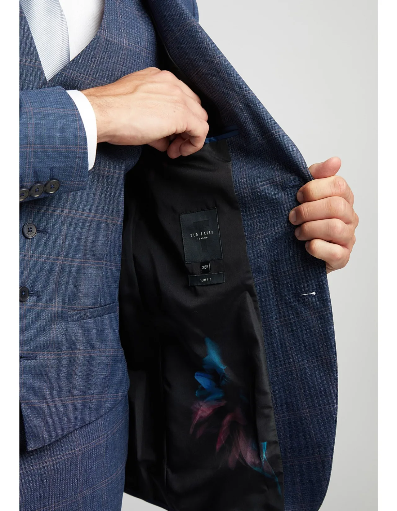 TEXTURED CHECK SUIT JACKET