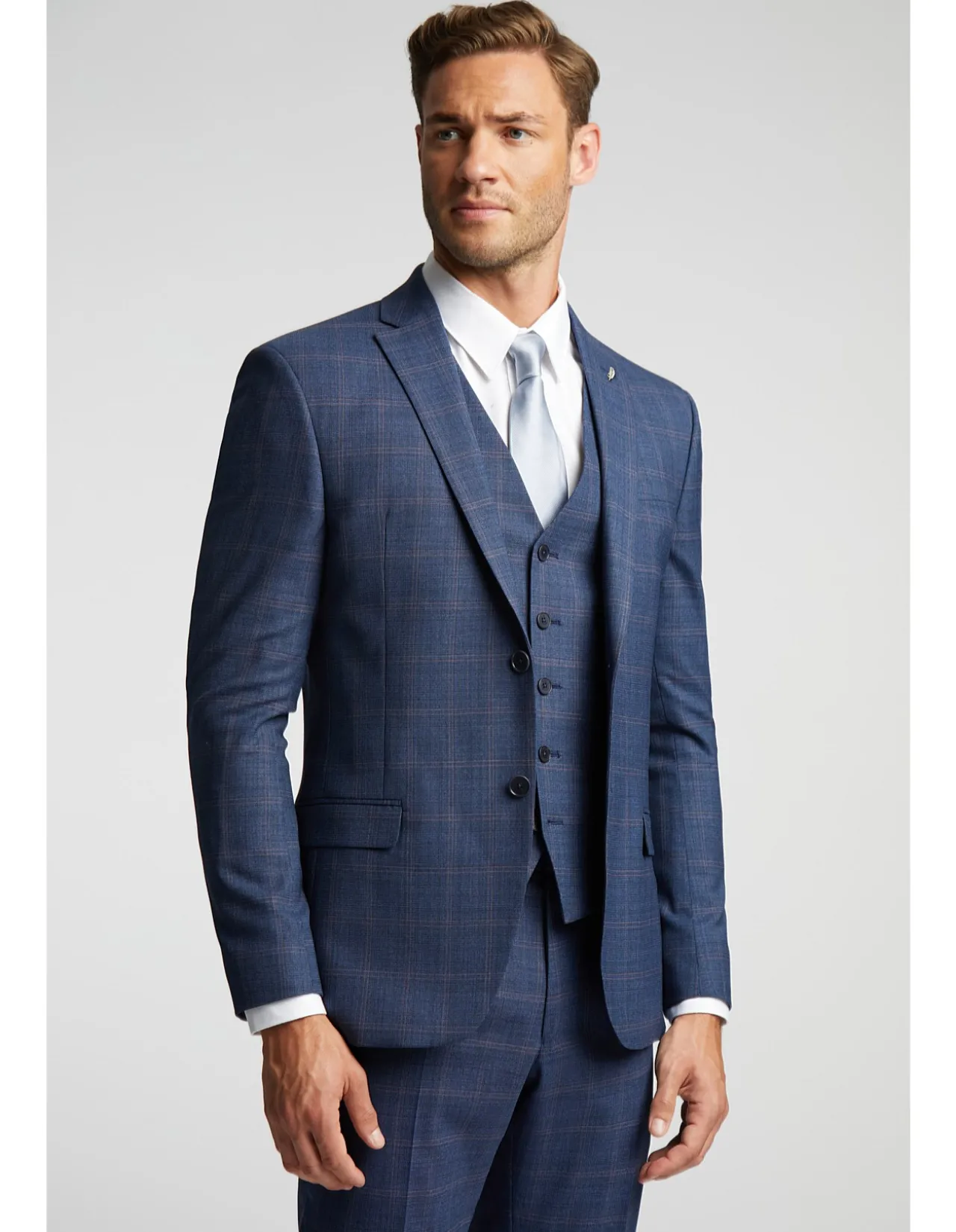 TEXTURED CHECK SUIT JACKET