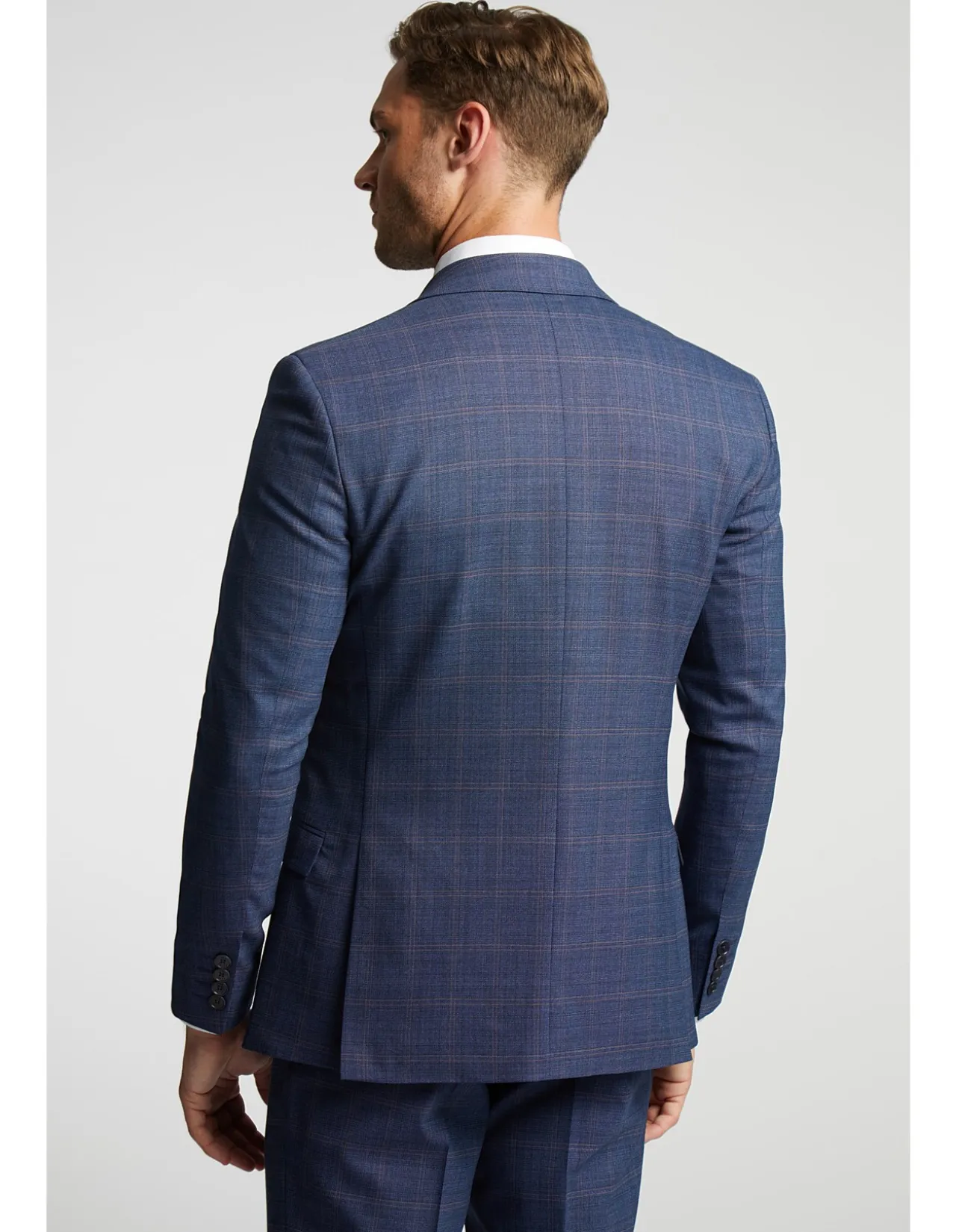 TEXTURED CHECK SUIT JACKET