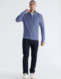 Textured Cotton Merino Half Zip Sweater