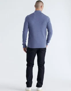 Textured Cotton Merino Half Zip Sweater