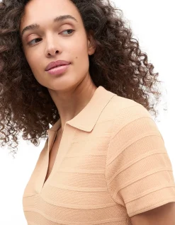 TEXTURED KNIT POLO DRESS