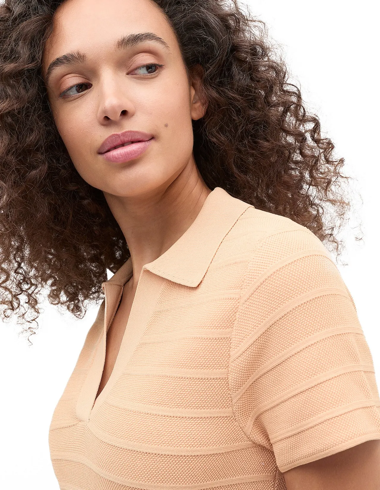 TEXTURED KNIT POLO DRESS