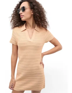 TEXTURED KNIT POLO DRESS