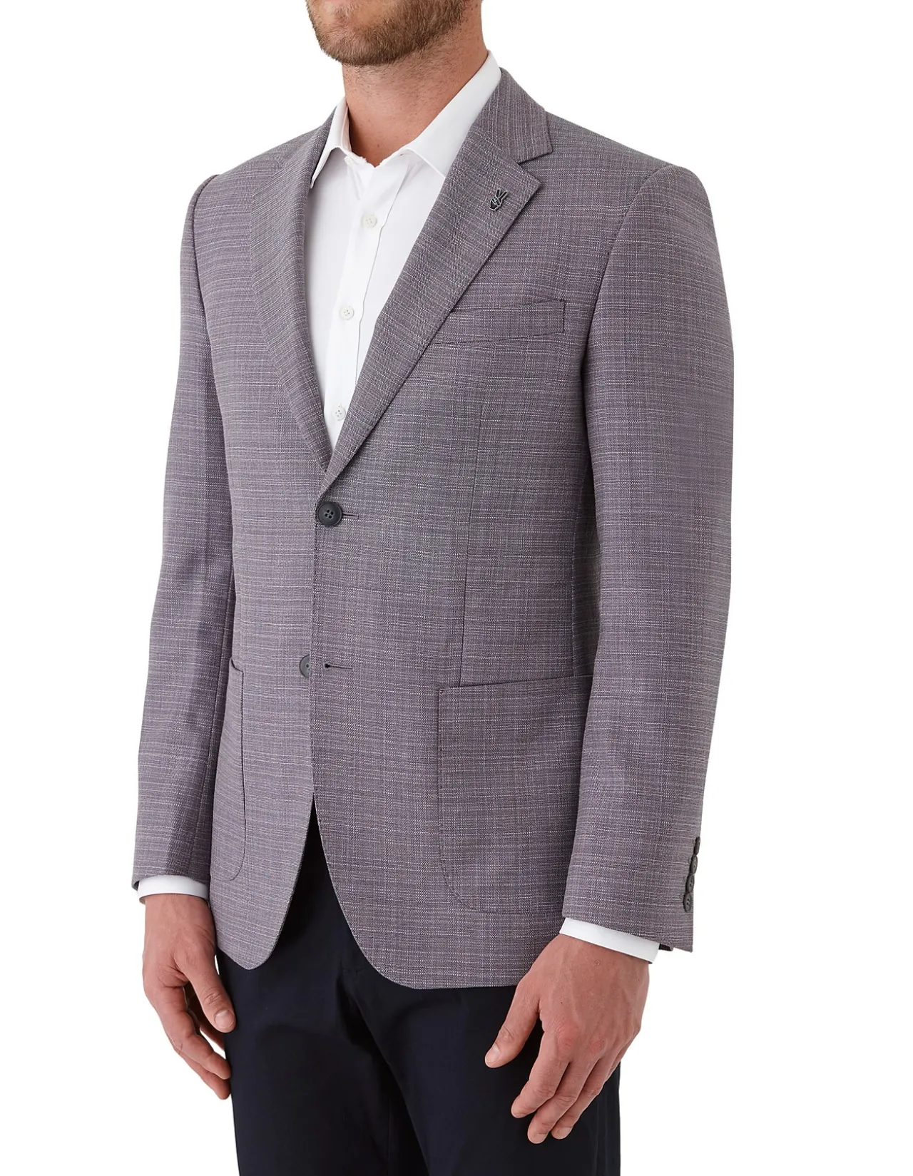 TEXTURED NOTCH LAPEL PATCH POCKET JACKET