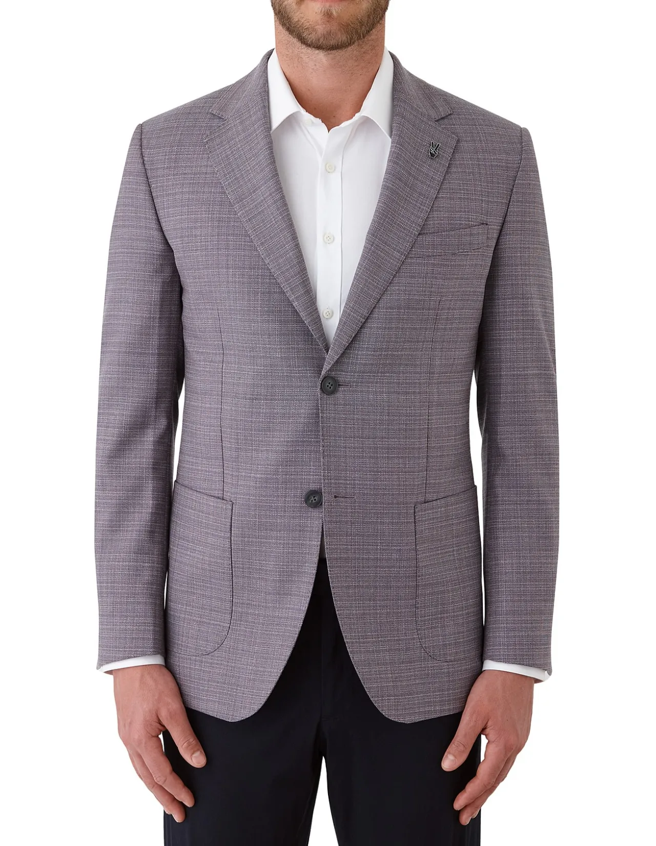 TEXTURED NOTCH LAPEL PATCH POCKET JACKET