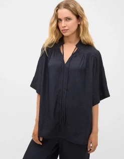 TEXTURED SATIN BLOUSE