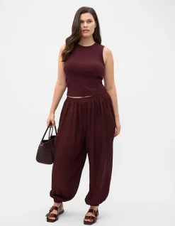 TEXTURED SATIN HAREM PANT