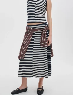 The Knit Mixed Stripe Skirt