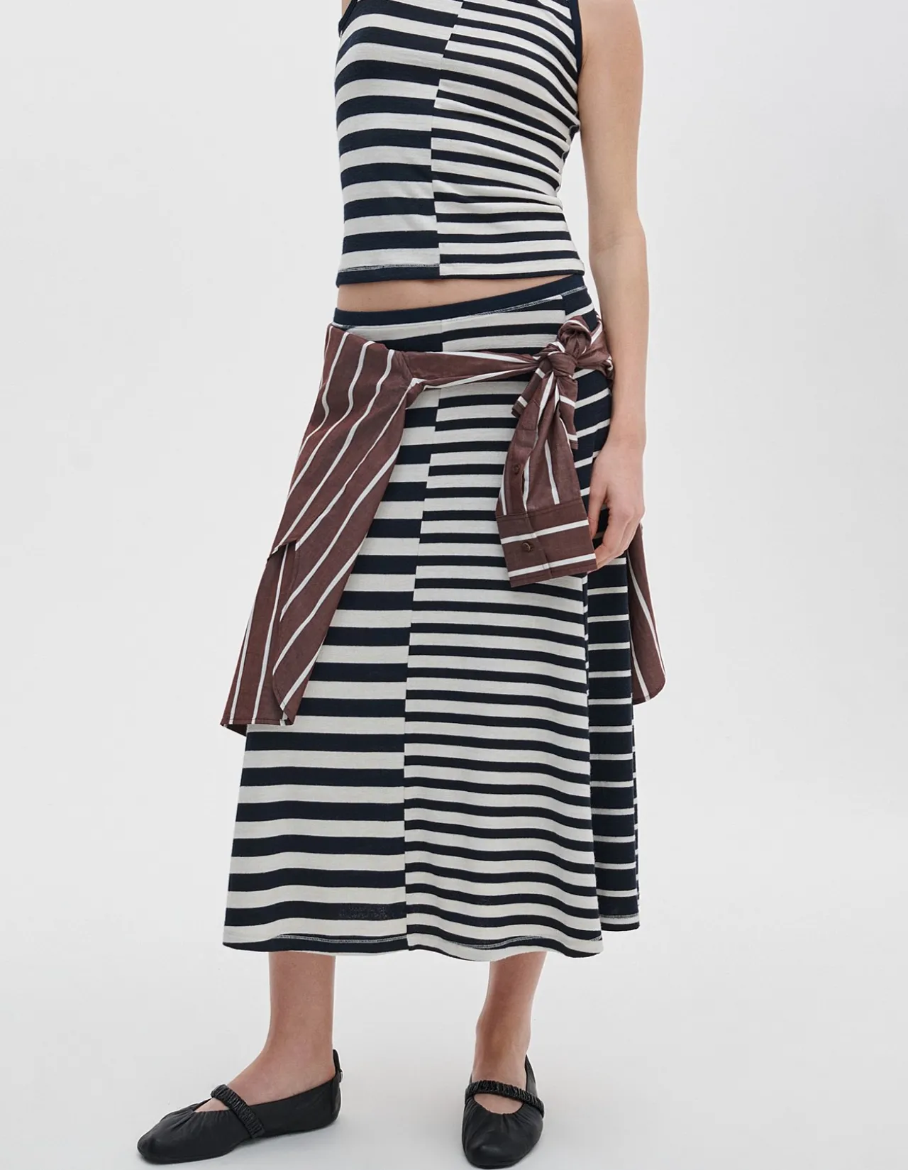 The Knit Mixed Stripe Skirt