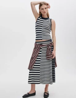 The Knit Mixed Stripe Skirt