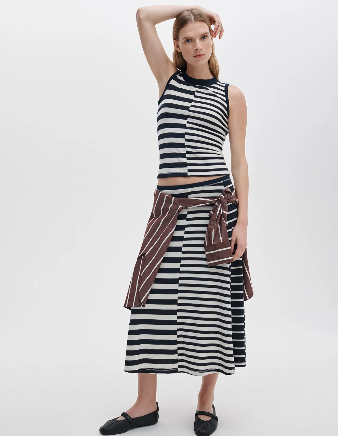 The Knit Mixed Stripe Skirt