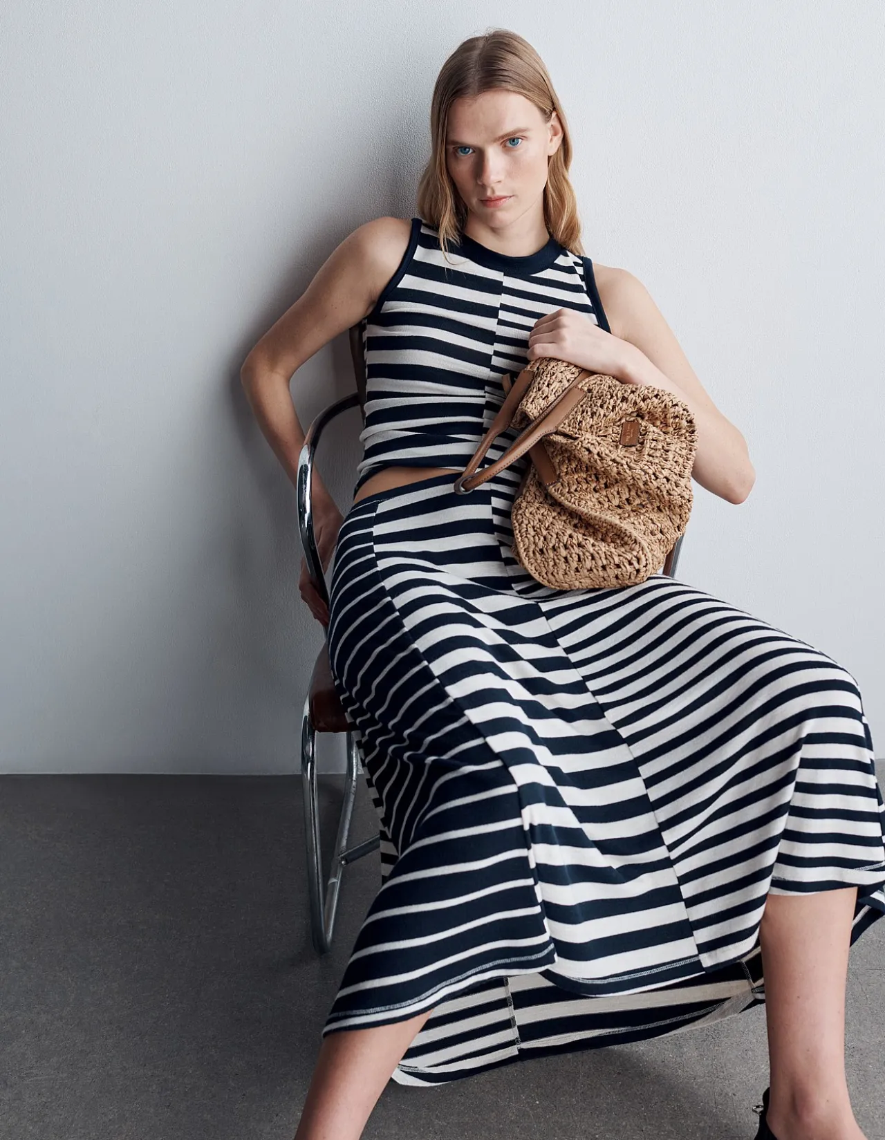 The Knit Mixed Stripe Skirt