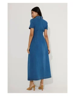 The Ultimate Muse Denim Collared Midi Dress