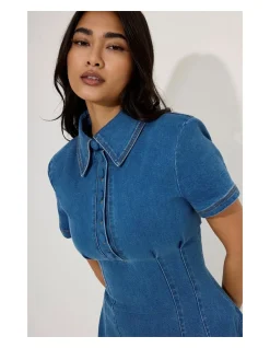 The Ultimate Muse Denim Collared Midi Dress