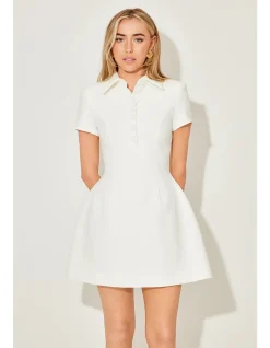 The Ultimate Muse Collared Mini Dress with Volume Skirt