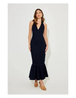 The Ultimate Muse Denim Peplum Hem Midi Dress