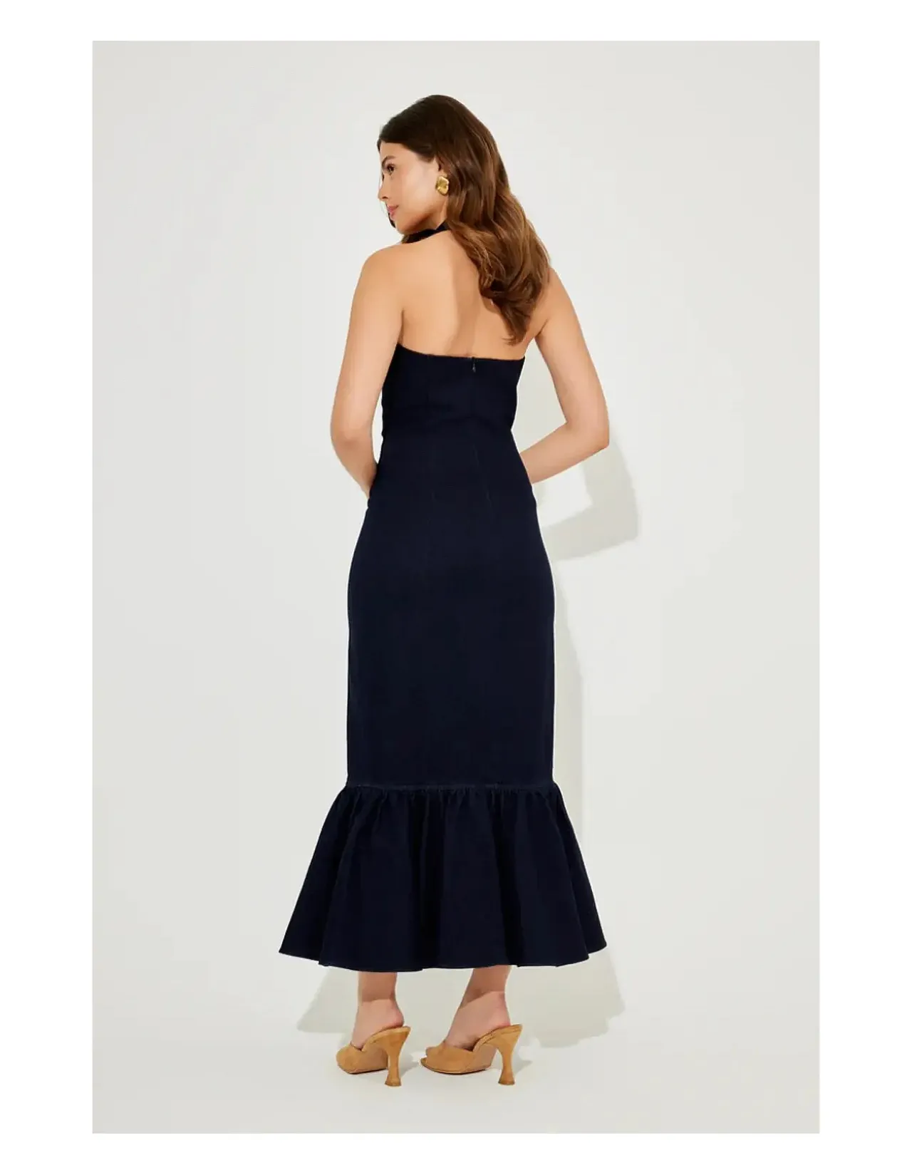 The Ultimate Muse Denim Peplum Hem Midi Dress