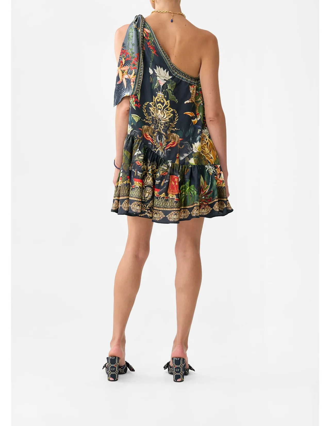 TIE ONE SHOULDER SHORT DRESS