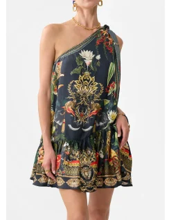 TIE ONE SHOULDER SHORT DRESS