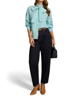 Tie Neck Mohair Cardigan - Crystal Blue