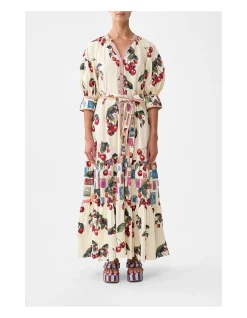 TIERED SHIRT DRESS WITH SHORT SLEEVE