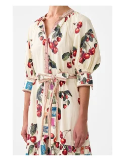TIERED SHIRT DRESS WITH SHORT SLEEVE