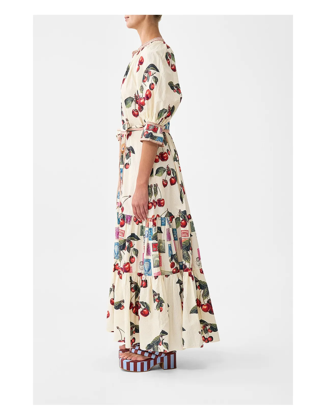 TIERED SHIRT DRESS WITH SHORT SLEEVE