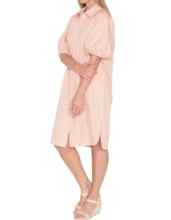 Tilda Stripe Puff Sleeve Shirt Dress