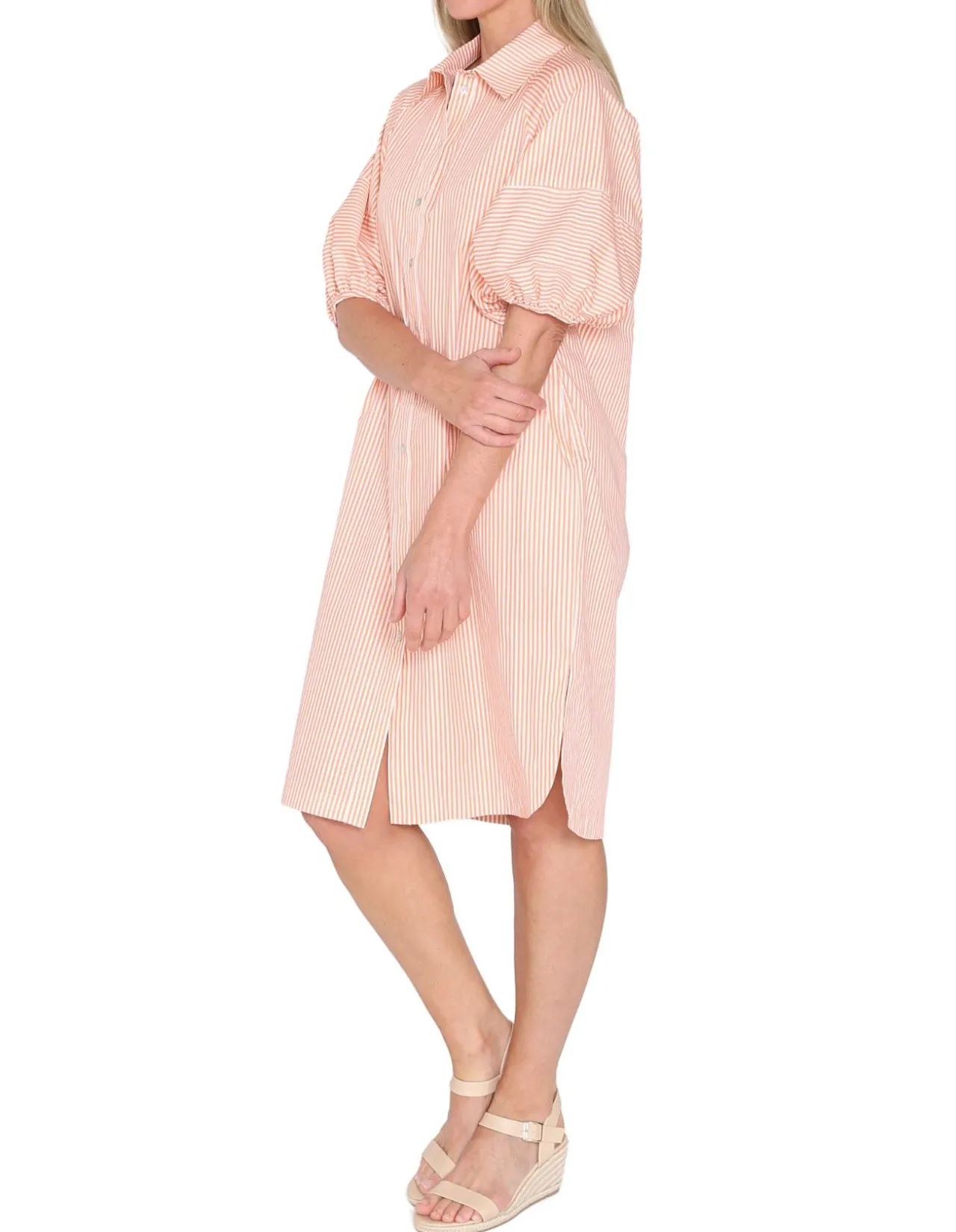 Tilda Stripe Puff Sleeve Shirt Dress