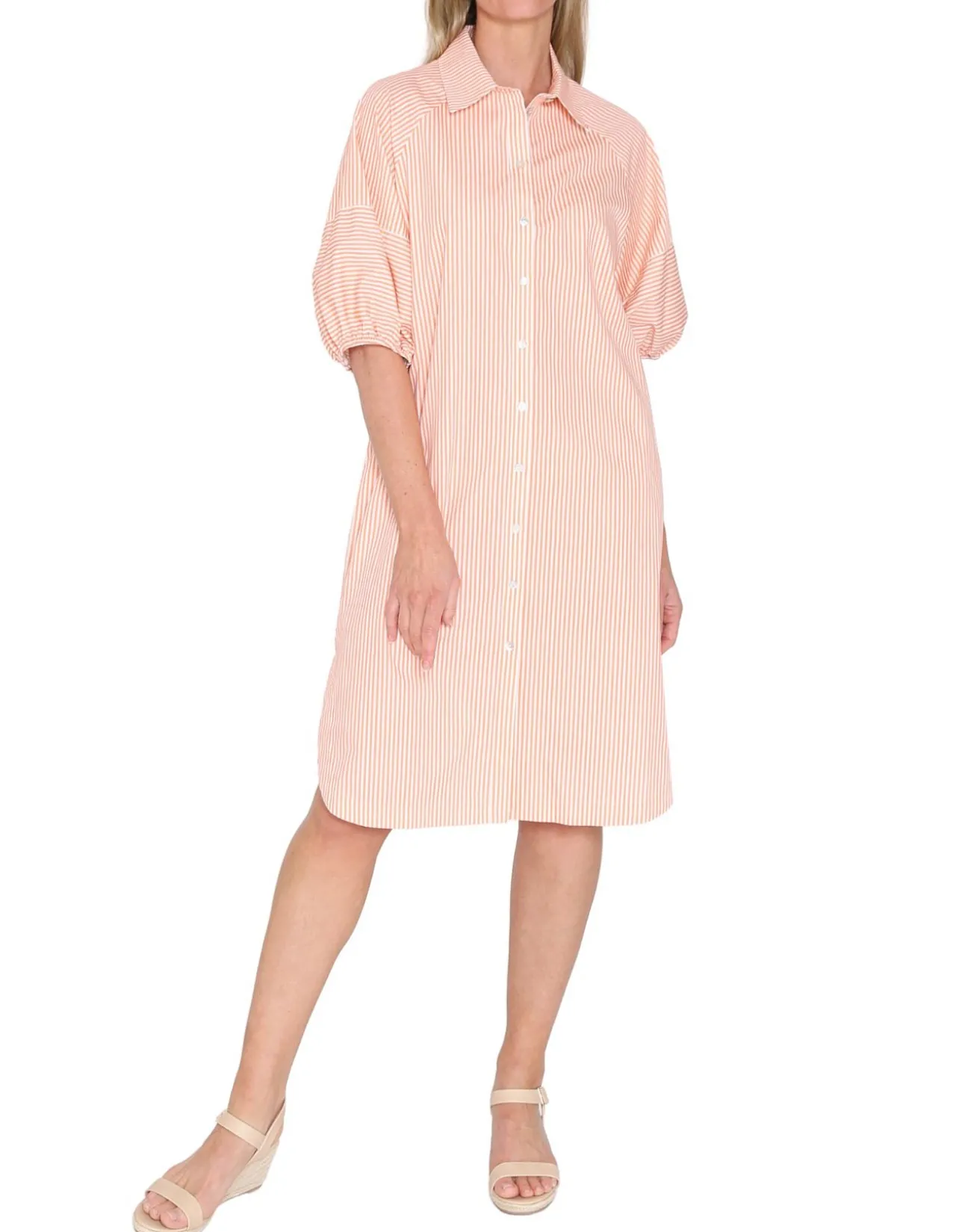 Tilda Stripe Puff Sleeve Shirt Dress