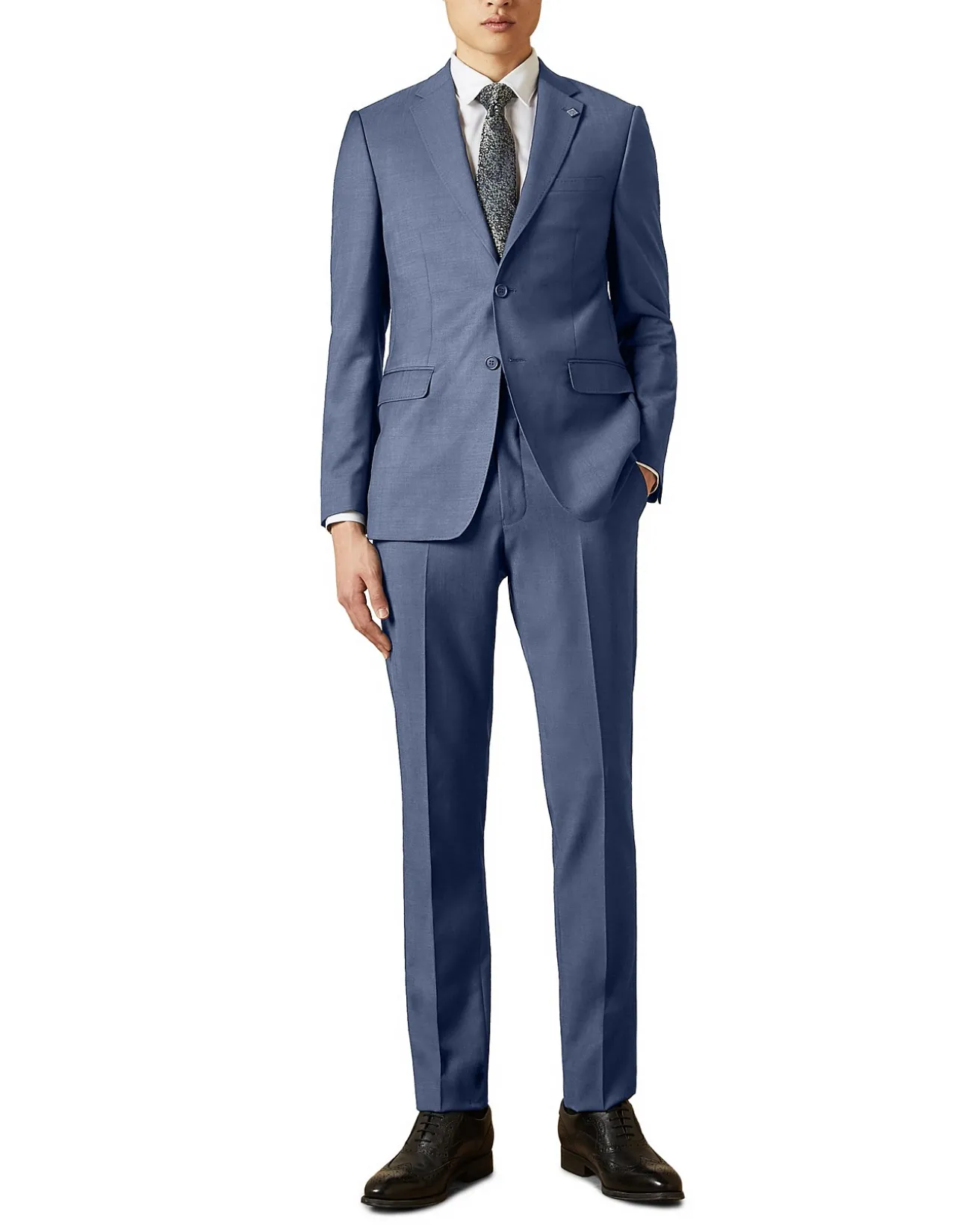 Timeless Flat Front Wool Trouser Blue