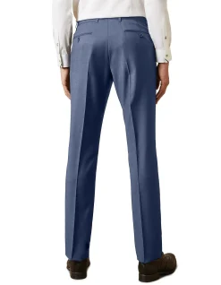 Timeless Flat Front Wool Trouser Blue